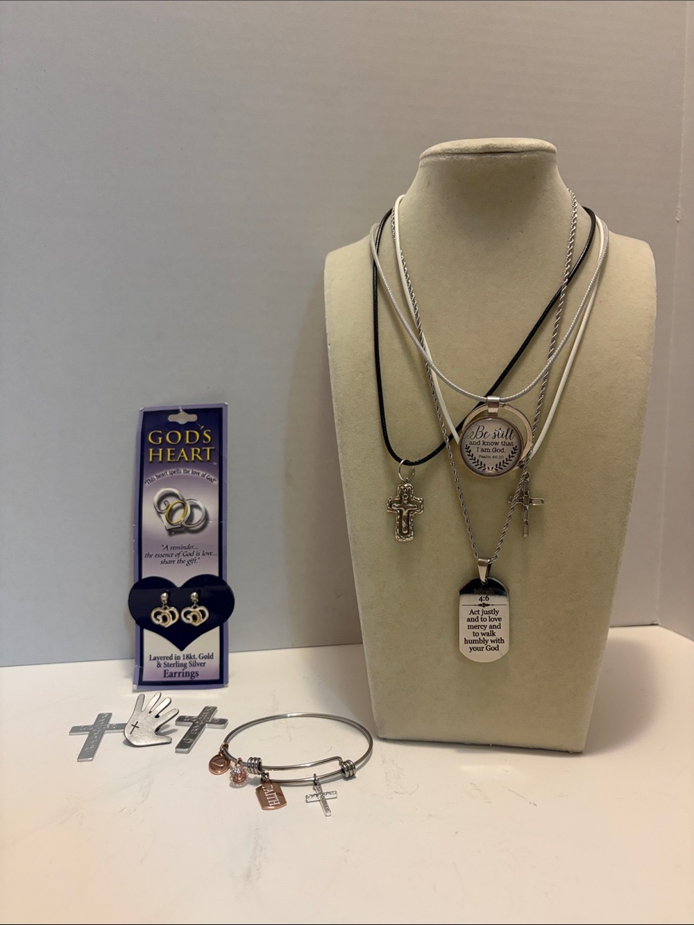 Silver Tone 9 Piece Religious Jewelry Bundle